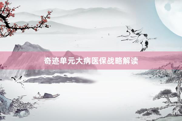 奇迹单元大病医保战略解读